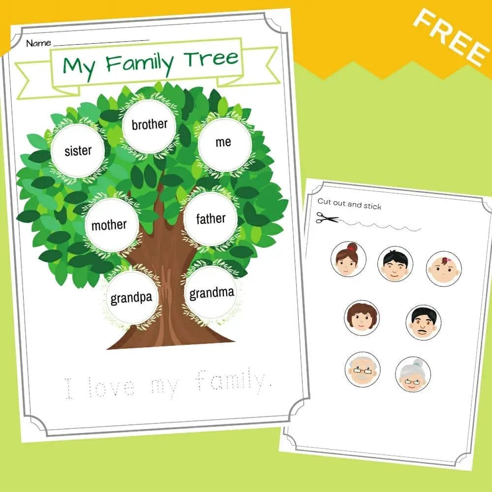 my family tree free worksheet for kids busypreschooler com